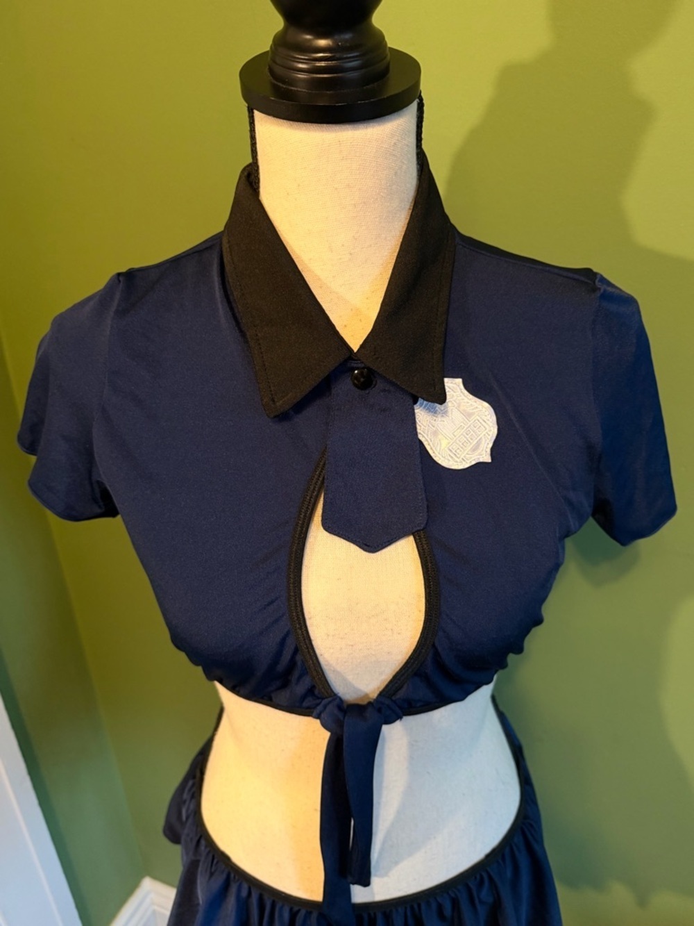 SHEIN Navy Blue Two-Piece Tie Front Crop Top and Mini Skirt Set - Picture 3 of 10